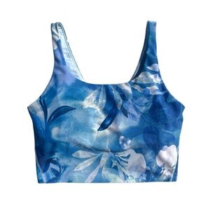 Old Navy Powersoft cropped tank top workout padded blue floral women's XL